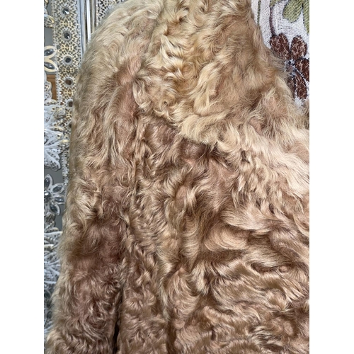 237 - A honey / beige flat wavy fur jacket, medium