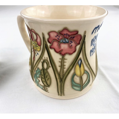 37 - 2 Moorcroft Centennial 1897-1997 pieces including a mug & a pin dish decorated with flowers height 8... 