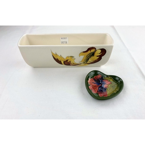 38 - A rectangular Moorcroft plant trough decorated with autumn leaves with original paper label length 2... 