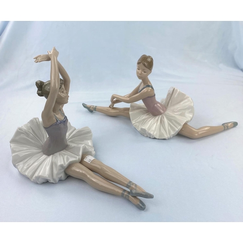 48 - Two large Nao figures of girl ballerinas doing floor exercises