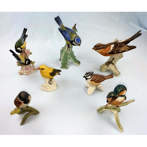 65 - A collection of 7 small Goebel birds including Kingfisher, blue-tit, reed bunting etc