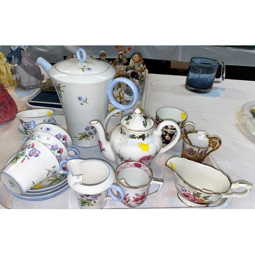 76 - Shelley coffee  pot 2328, 5 matching cups and saucers other similar decorative teaware