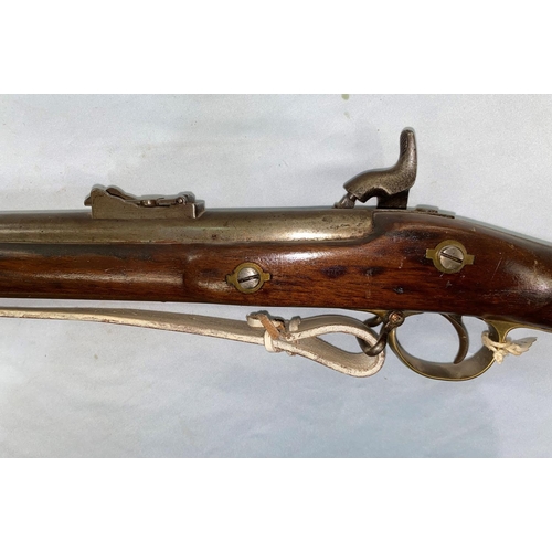 390 - An antique Enfield percussion cap rifle with lock marked Tower 1856, with crown mark V R, length 140... 
