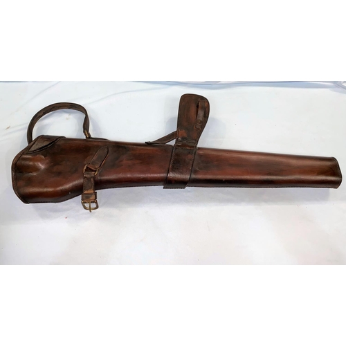 391 - A leather 'bucket' holster for horse back riding, with buckle, length 83cm