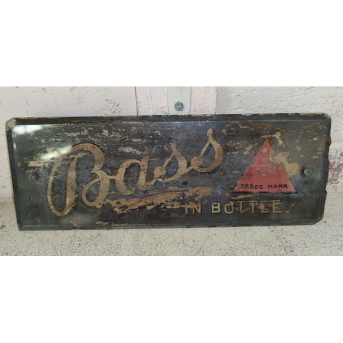 214 - An early Bass in bottle advert, under bevelled glass, (poor condition), 11 x 19cm