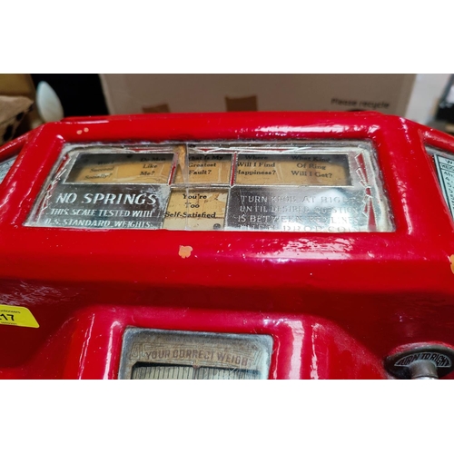 217 - A large vintage Our Weight and Fortune Set of Scales by Watling Scale Co Chigcago, no key, height 12... 