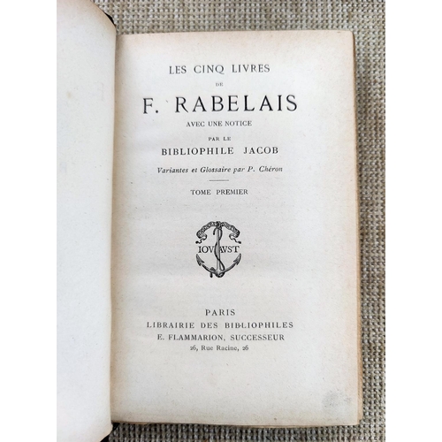 298 - RABELAIS (F) - Les Cing Livres, 4 vols, quarter leather marbled boards c 1890