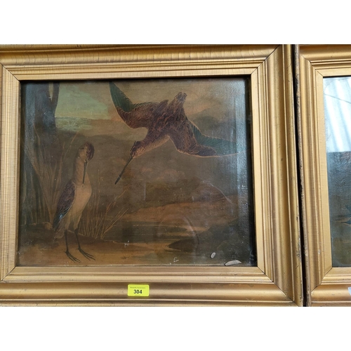 304 - A pair of Victorian oleographs depicting waterfowl, 36 x 44cm, gilt framed