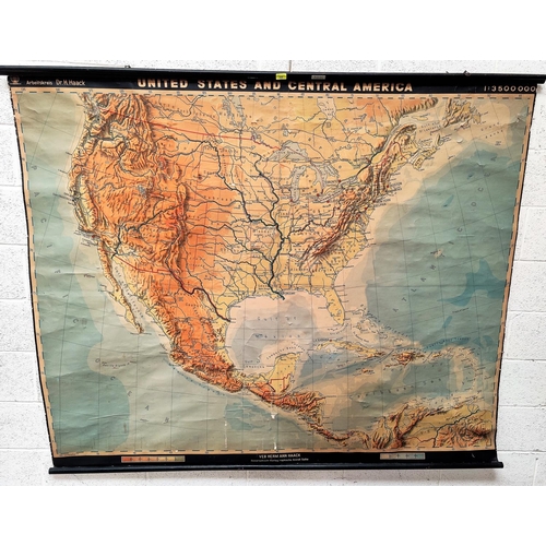 309 - A HAACK - educattional wall map of the US and Centra America 1:3500000, retailed by The Map House, S... 