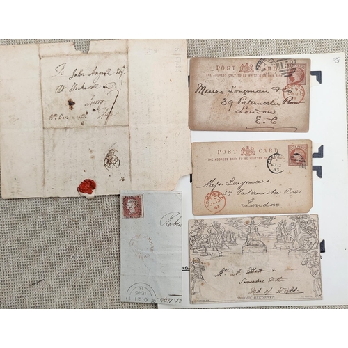 731 - GB - A Mulready envelope, 1840, and 18th century pre postal letter, 3 other items