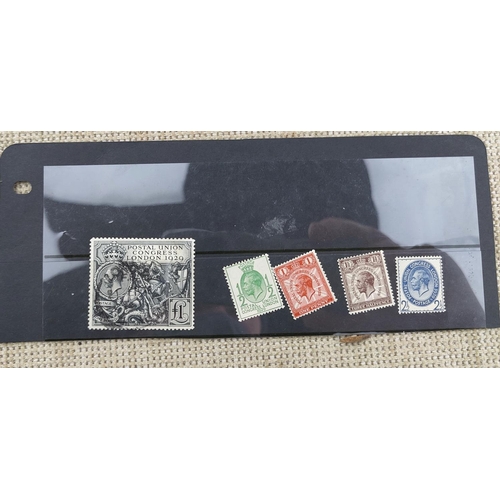 739 - GB - GV Postal Union Congress 1929, £1 used, + mint low values