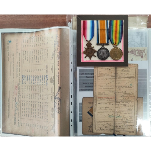 362 - 241585/3699 Private H. Wood Royal North Lancashire Regiment 1914-15 star trio with original and copy... 