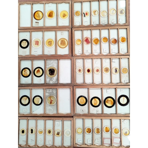 514 - A selection of un-named historical specimens  microscope slides in a box.