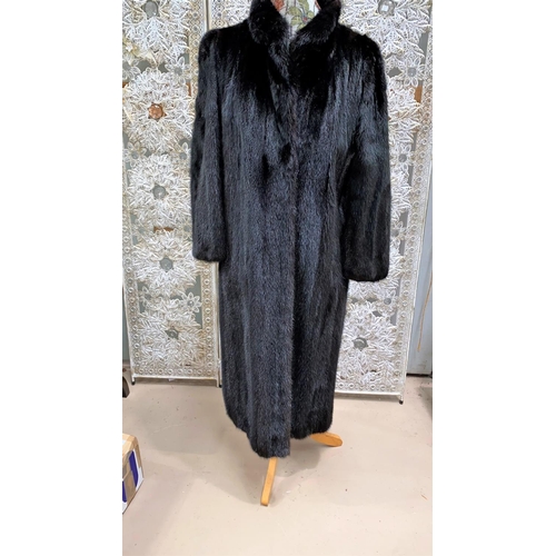 227 - A full length black mink coat, Medium