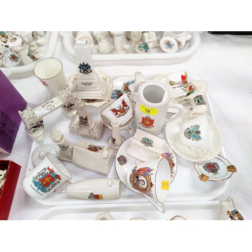 70 - A selection of commemorative & crested cups & saucers, large pieces of crested china approximately 3... 