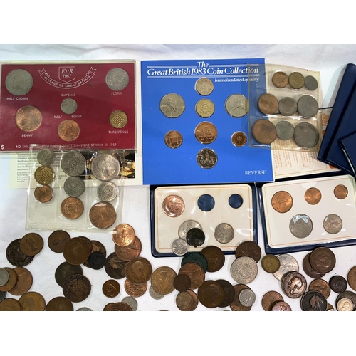790 - A selection of GB pre-decimal coins, decimal sets etc