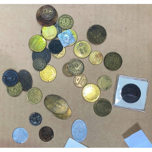 800G - A selection of tokens and tallies, 1794 halfpenny etc.