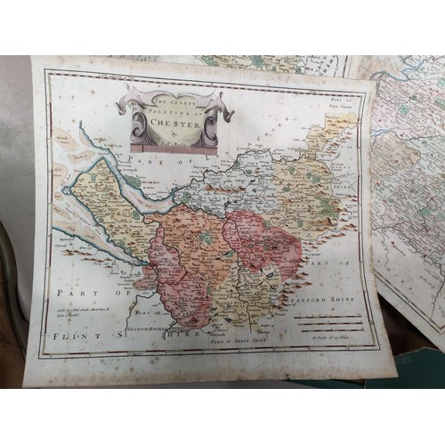 276 - Three 18th century Robert Morden maps: Yorkshire, Lancaster and Chester, later hand colouring (some ... 