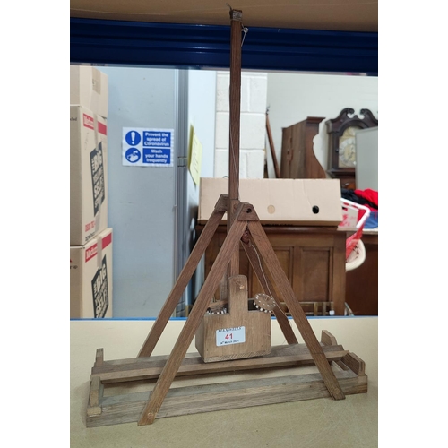 41 - A wooden scratch built model of a trebuchet, length 36 cm (requires restoration)
NO BIDS SOLD WITH N... 