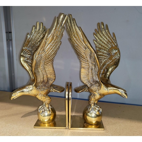 15 - A pair brass of eagle bookends made in England