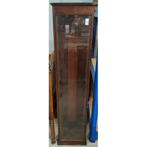 28 - A mahogany framed table top display cabinet of long narrow proportions