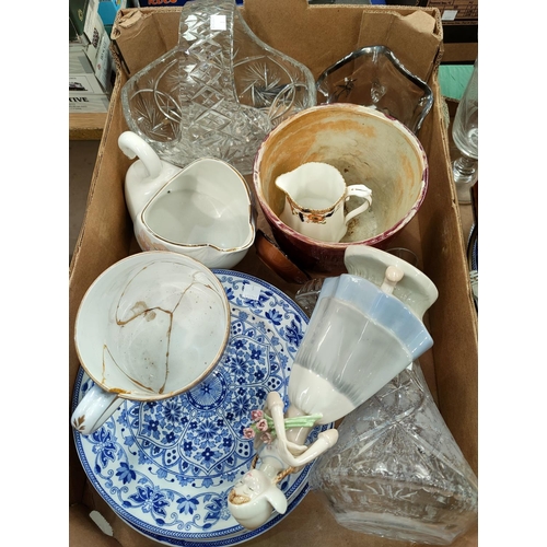 1 - A stoneware jug; 2 Delft plates; a 1930's cut glass squash jug; other ceramics and glass
NO BIDS SOL... 