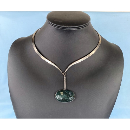 399 - Georg Jensen, a silver collarette style necklace designed by V Torun stamped 