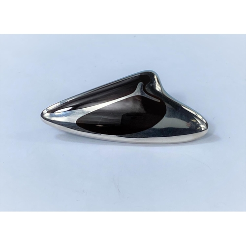 292 - Georg Jensen, a silver brooch of abstract design by Henning Koppel, with black enamel decoration, st... 