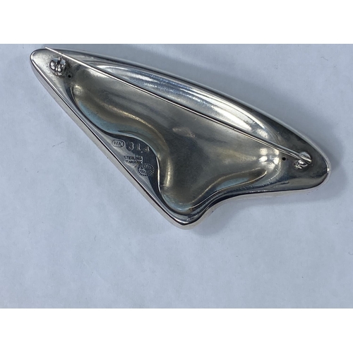 292 - Georg Jensen, a silver brooch of abstract design by Henning Koppel, with black enamel decoration, st... 