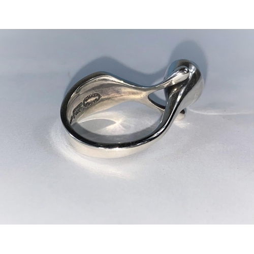 293 - Georg Jensen, a silver ring designed by V Torun Bulow-Hube set with moonstone in raised setting with... 