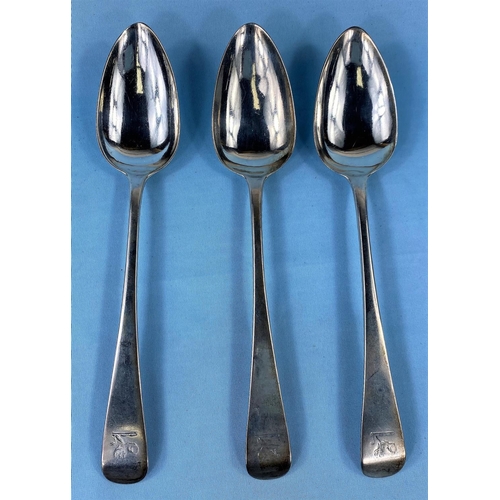 314 - A set of 3 crested Old English pattern tablespoons Edinburgh 1811, 5.5oz