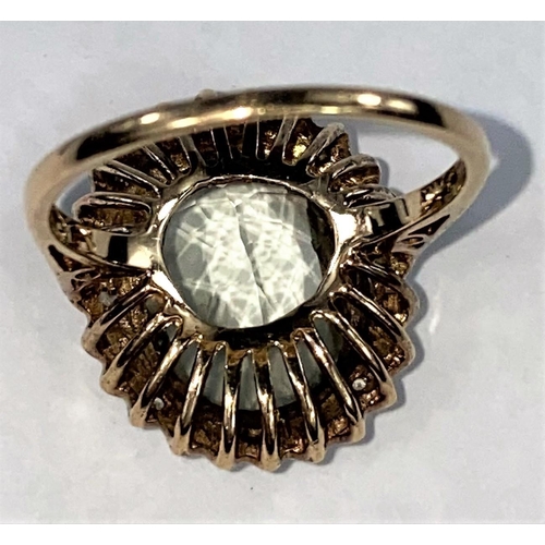 363 - A 9 carat gold dress ring set large oval citrine, 4.2 gm.  Size O +