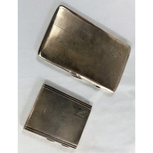 391 - Two hallmarked silver engine turned cigarette cases, Birmingham 1937 & 1943, 8.5 oz