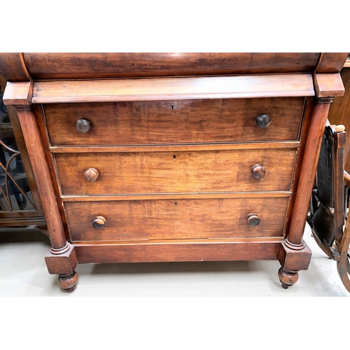 523 - A Victorian mahogany large 'Scotch' chest of drawers with pulvinated frieze drawer, hat drawer, and ... 