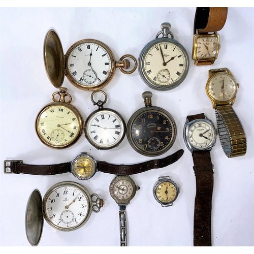 374 - An Omega pocket watch plus five others and six vintage wristwatches