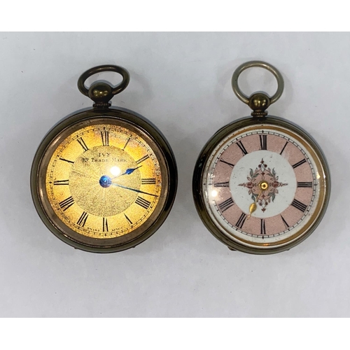 443 - A small Swiss made key wound pocket watch trade mark 'Ivy' and another enamel dial pocket watch