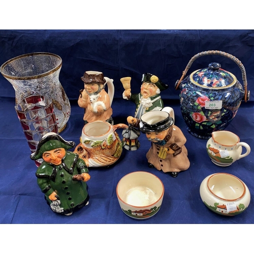 203 - A set of 4 toby jugs by Roy Kirkham; decorative china