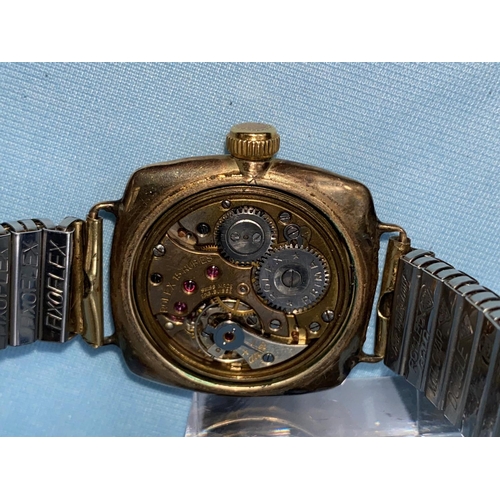 290a - A 9ct gold cushion shaped early Rolex wristwatch, singed inside Oyster Watch Co, R.W.C LTD, 260554/1... 