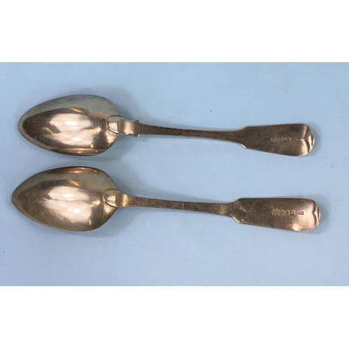 338 - Two hallmarked silver fiddle pattern tablespoons, Edinburgh 1816 & 1821