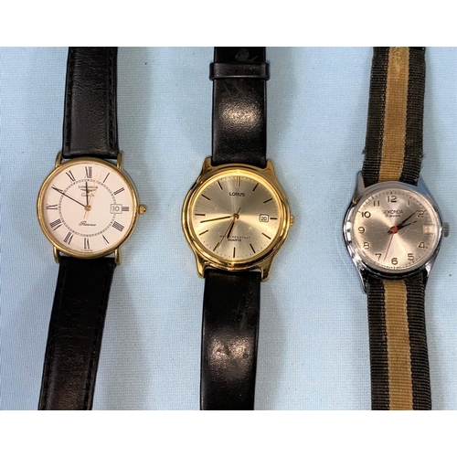 351 - Three gent's watches:  Lorus; Longines & Sekonda