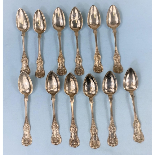 400 - A set of 12 hall marked silver Scottish monogrammed spoons Glasgow 1851 weight 6.4oz