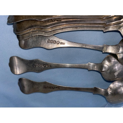 400 - A set of 12 hall marked silver Scottish monogrammed spoons Glasgow 1851 weight 6.4oz