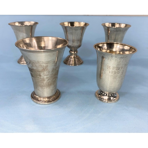 407 - Five various silver and white metal drinking vessels, two with Swedish marks to the base and three m... 