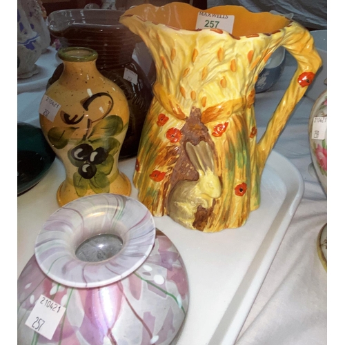 257 - An Art Deco jug; other decorative china and glass