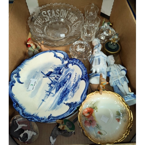 3 - A pair of Delft plates and a selection of decorative china