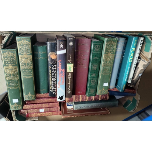 34 - A selection of various leather bound books; other hardback books