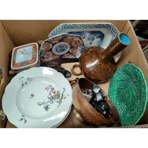 43 - An imari scalloped plate, a Chinese cloisonne vase, other oriental and various ceramics etc.