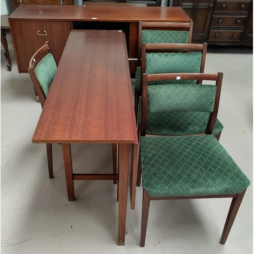 521 - A 1950's/60's G-Plan sapele dining suite comprising rectangular side extending table, length 138 cm,... 