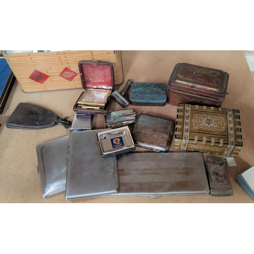 65 - A selection of vintage tins, smoking ephemera etc