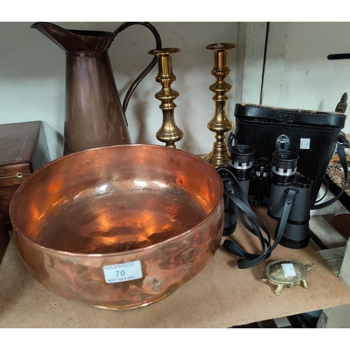 70 - An Arts & Crafts beaten copper bowl (dented)